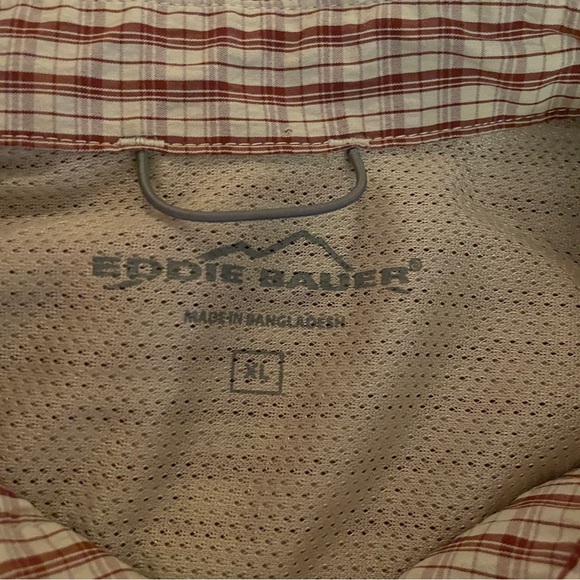 Eddie Bauer Men's Tan Plaid Button Down Shirt - Picture 2 of 10